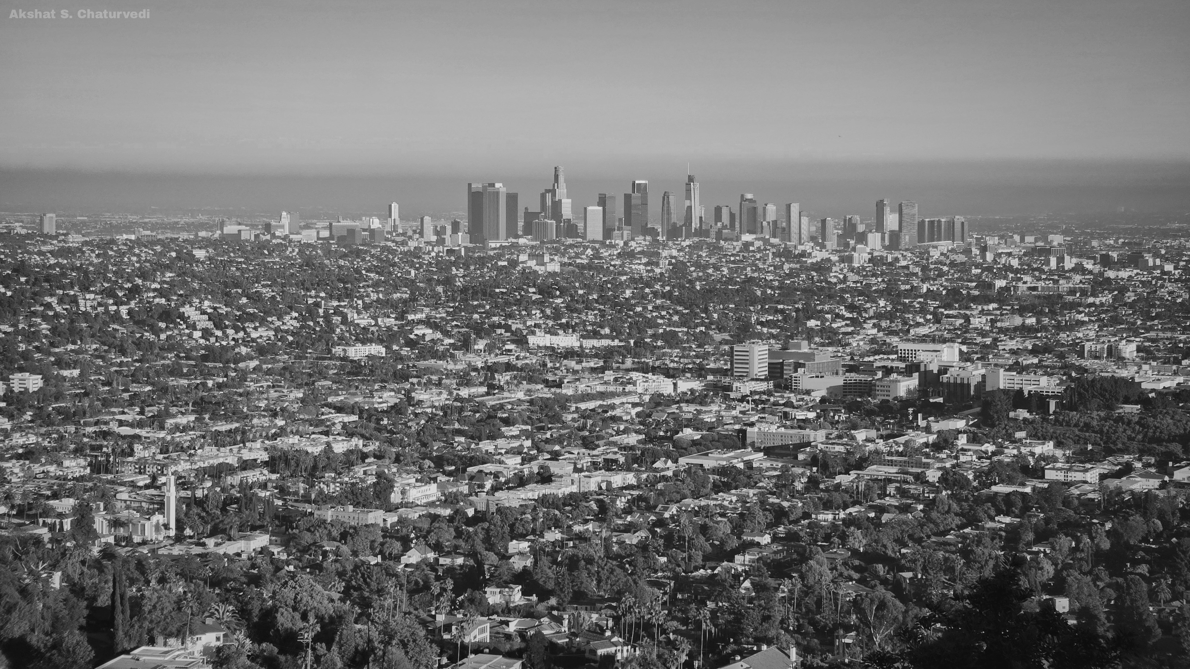 Los Angeles skyline from Griffith Observatory, Los Angeles, CA. December 2021
