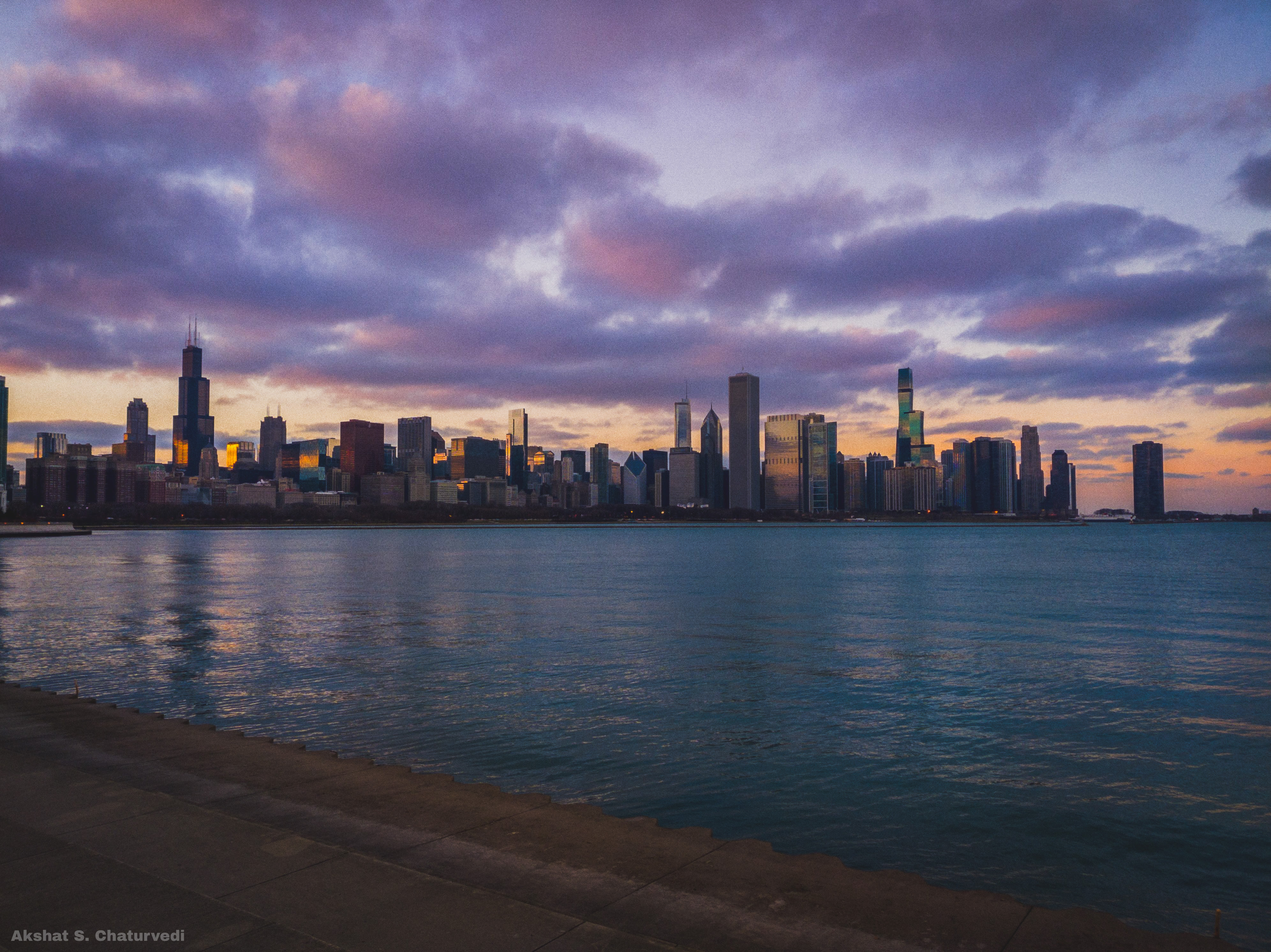 The iconic Chicago skyline, Chicago, IL. December 2021