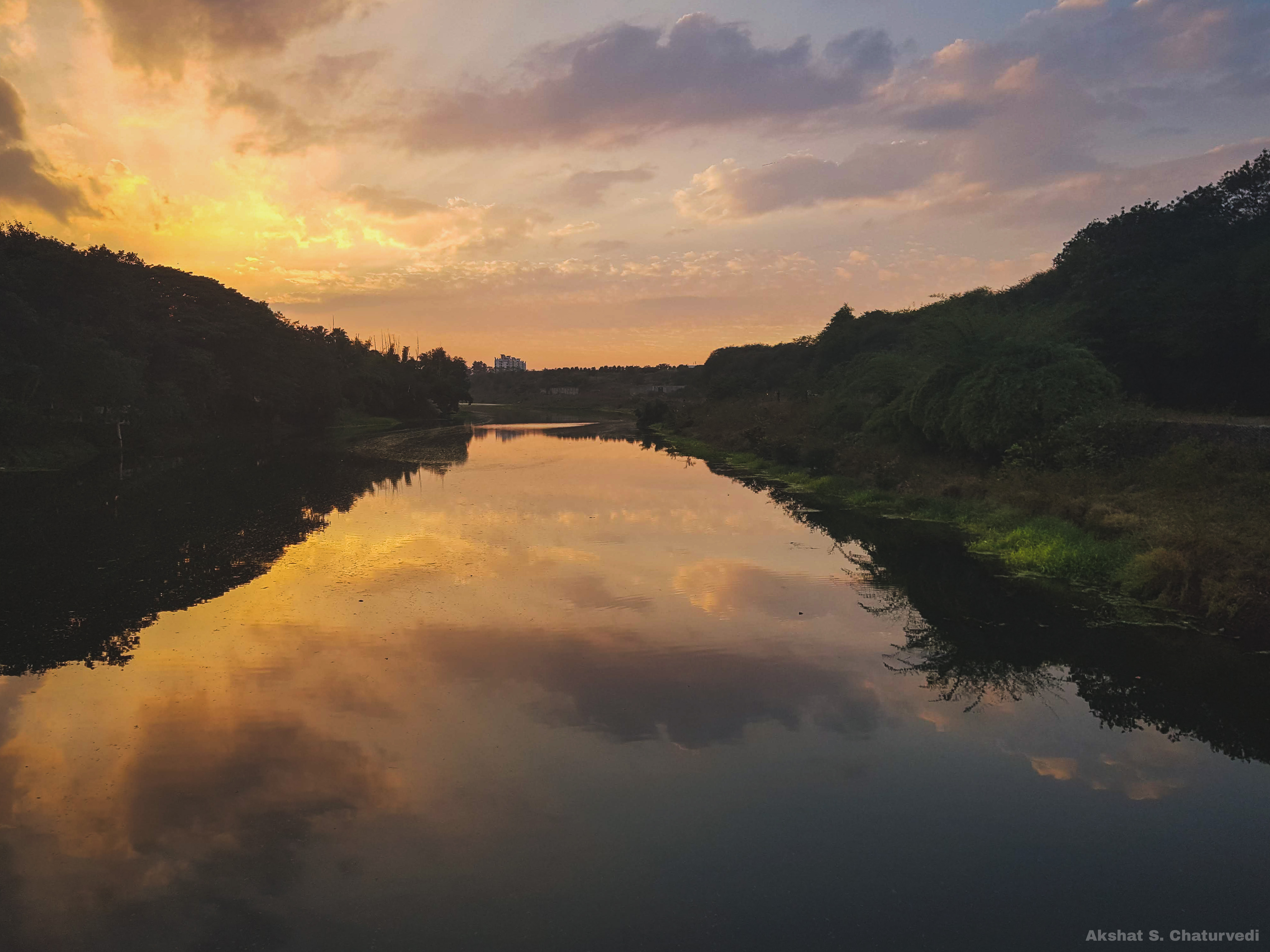 A sunset over the Godavari River, Nashik. December 2020