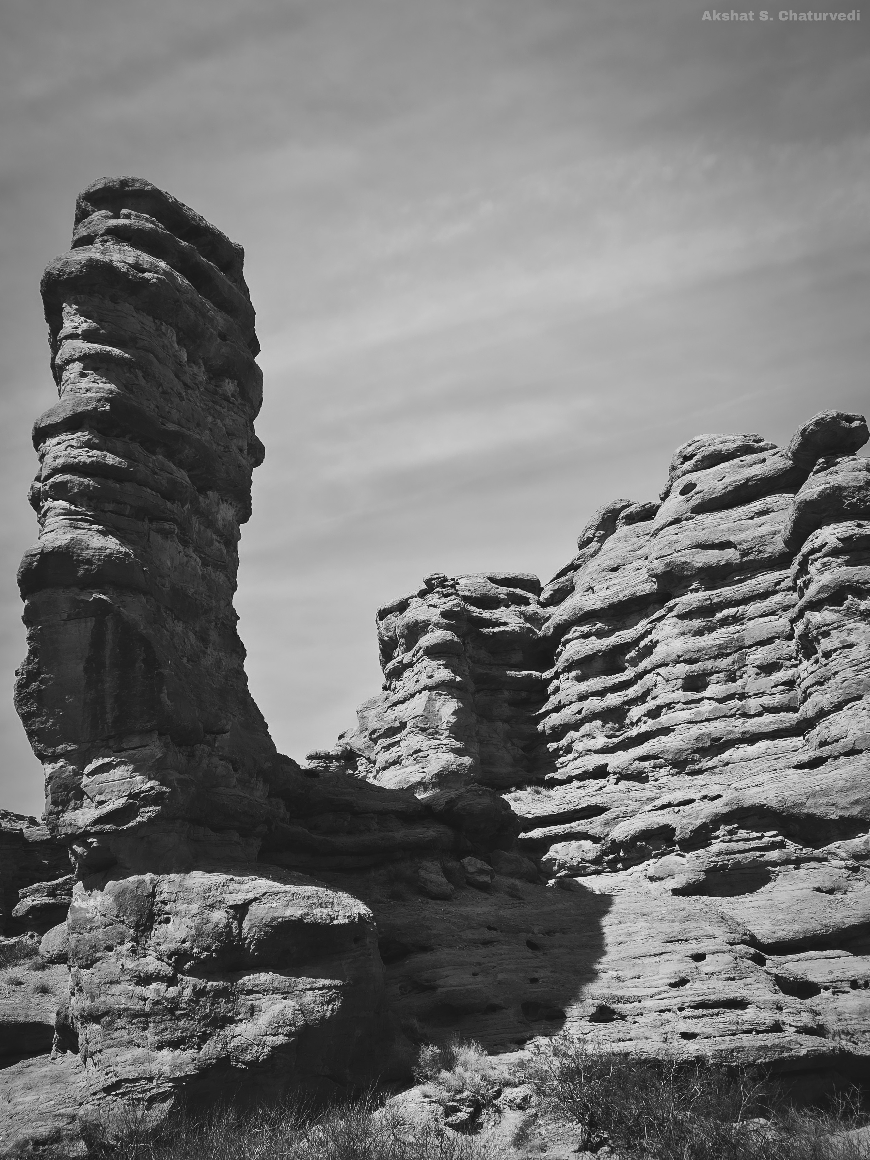 A snail-shaped hoodoo and cliff in San Lorenzo Canyon, NM. March 2026